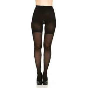 NEW ASSETS by Sara Blakely Wishbone Textured Shaping Tights #2049 Black Size 1